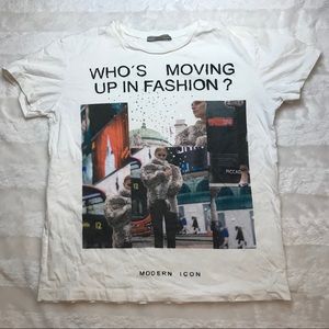 Zara Women’s White Front Print T-shirt